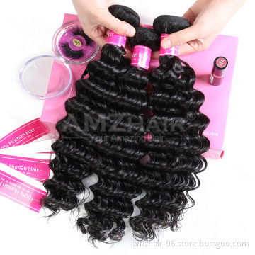 Deep Wave Human Hair Extension Double Weft Wholesale Raw Curly Indian Virgin Cuticle Aligned Human Hair Bundle Large Stock